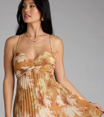 Effortless Enchantment Floral Pleated Maxi Dress