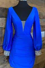 Elegant Long Sleeves Orange Short Homecoming Dress