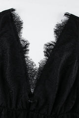 Sexy Solid V Neck Loose Lace Maxi Dress