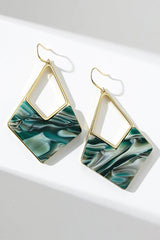 Green Diamond Long Earrings