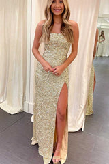 Hot Pink Sequins Mermaid Long Prom Dress