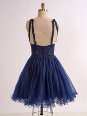 Embellished Embroidery Tulle Short Cocktail Dress