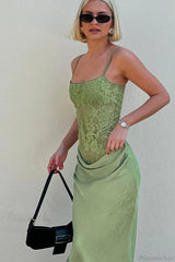 Elegant Lace Fitted Cami Maxi Dress