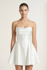 Ivory Taffeta A-Line Strapless Graduation Dress