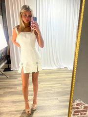 Ivory - Spaghetti Straps Beaded Sheath Homecoming Dress With Bows