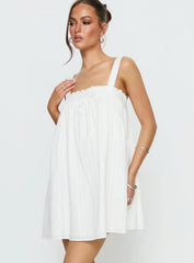 Reason To Stay Lace Trim Floaty Mini Dress White