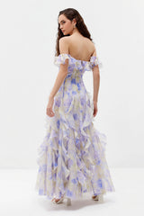 Sheer Ruffle Off Shoulder Beach Maxi Dress