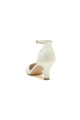 Elegant White Lace High Heels with Hollow-out Design