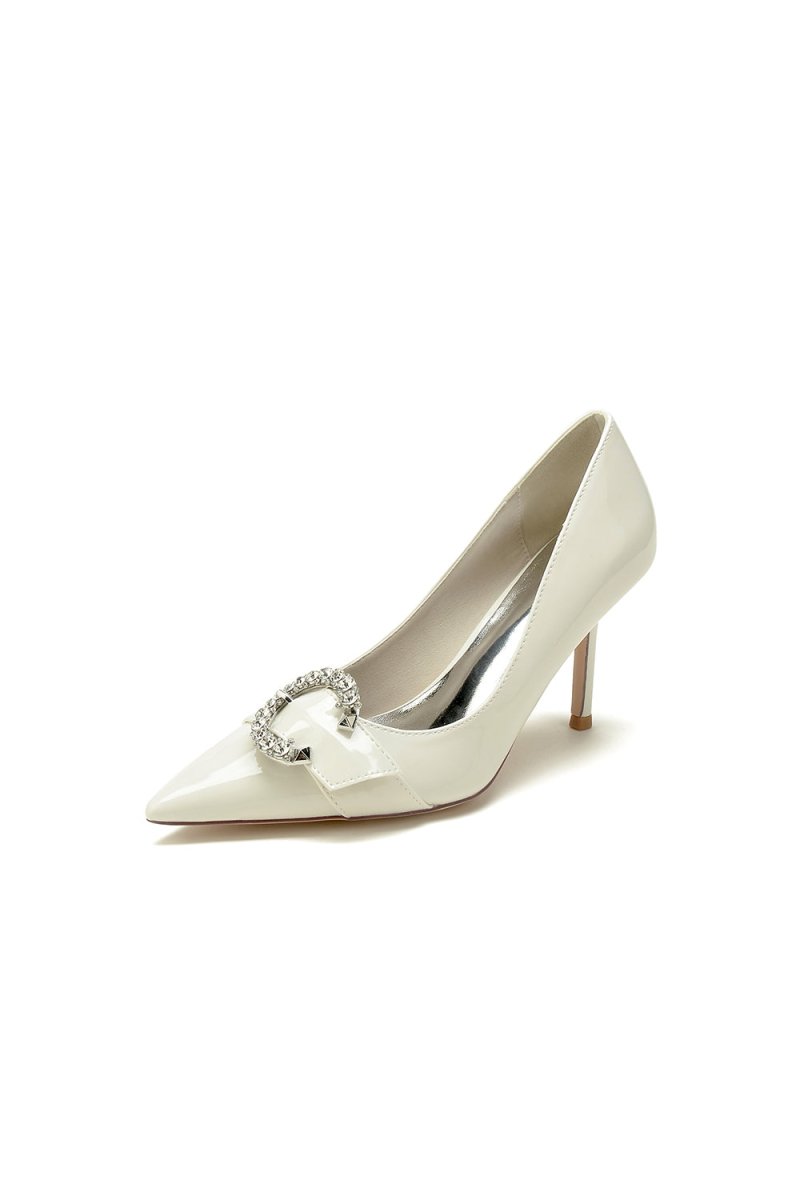 Glitter Crystal Pointed Toe Wedding Heels – Slingback Stiletto Bridal Shoes