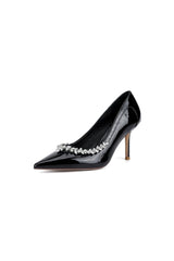 Ivory High Heels with Crystal-Embellished Metal Accent