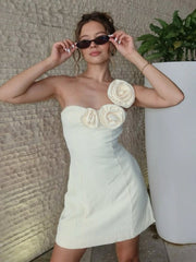 Ivory - One Shoulder A Line Short Homecoming Dresses With Flowers